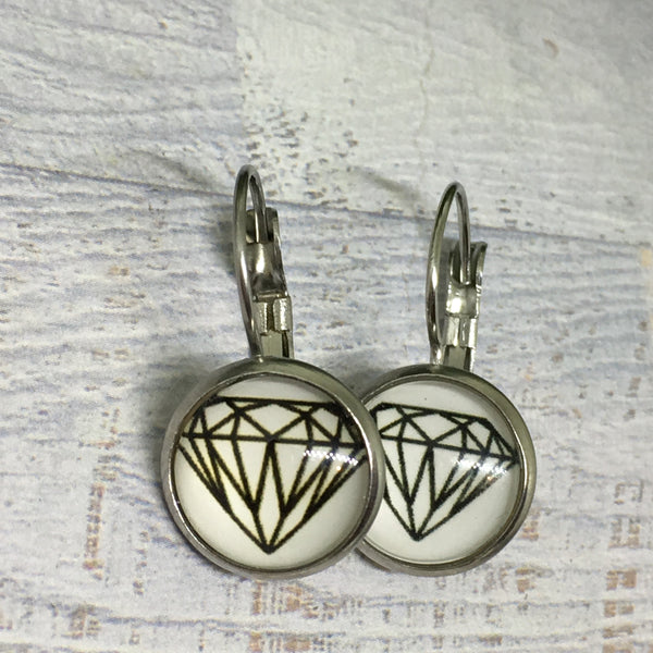 Earrings - Patterns & Prints SILVER French Drop - 12mm