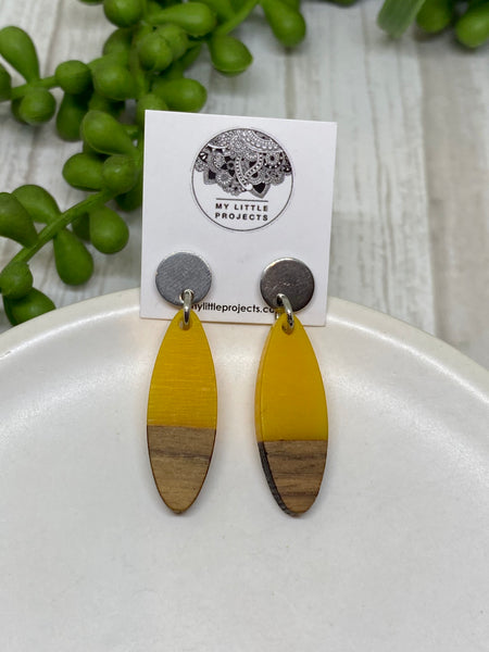 Wood and Resin Leaf Earrings