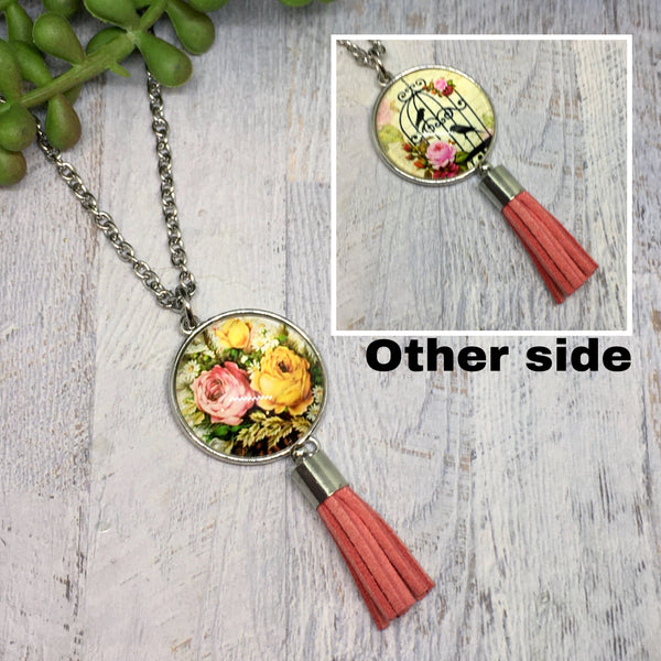 Double Sided Dome & Tassel Necklaces- Various Designs