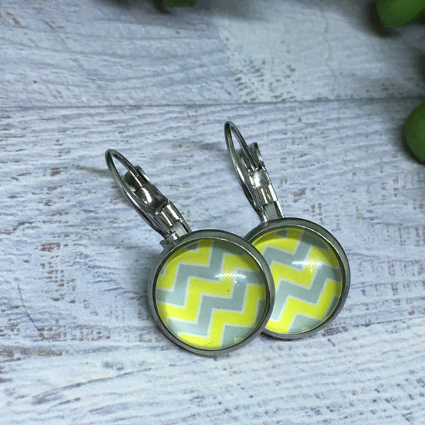 Earrings - Patterns & Prints SILVER French Drop - 12mm