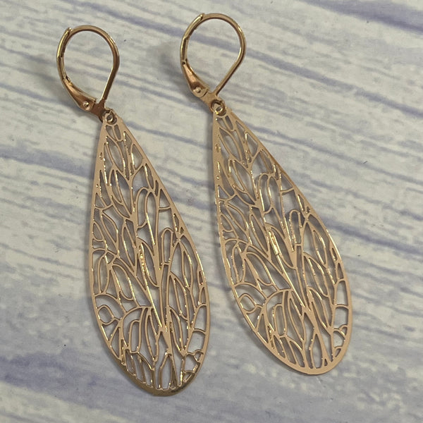 Lasercut Large Filigree Teardrop Earrings - lots of colours