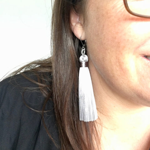 Large Silky Tassel Earrings