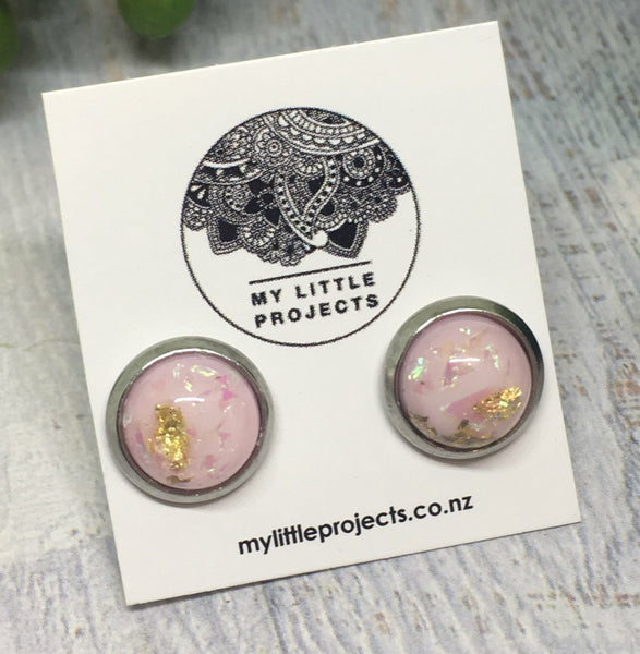 Mini Glass Dome Studs - (8mm Foil and Resin)
