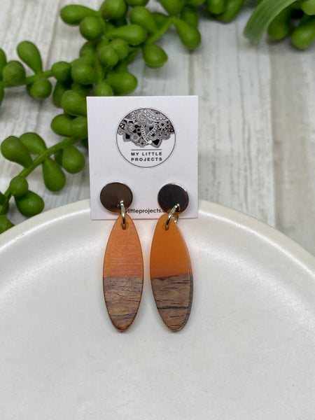 Wood and Resin Leaf Earrings