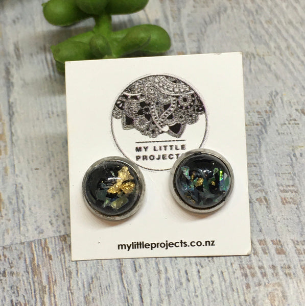 Mini Glass Dome Studs - (8mm Foil and Resin)