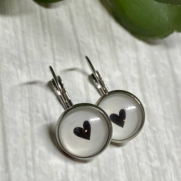 Hearts SILVER French Drop - 12mm